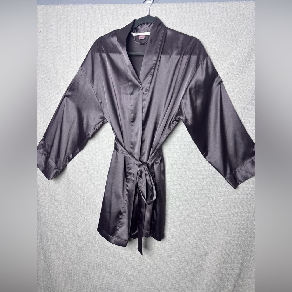 Victoria's Secret Black‎ Satin Robe with Wrap Closure